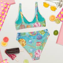 Load image into Gallery viewer, Candy Print Recycled high-waisted bikini
