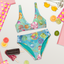 Load image into Gallery viewer, Candy Print Recycled high-waisted bikini
